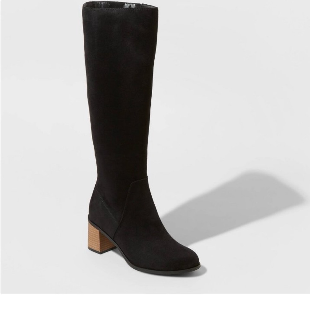 Knee high faux suede boots